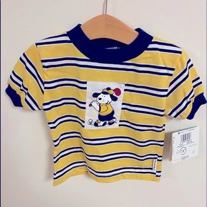 Vintage Y2K 90s kids baby 24 months dog baseball stripe shirt NWT